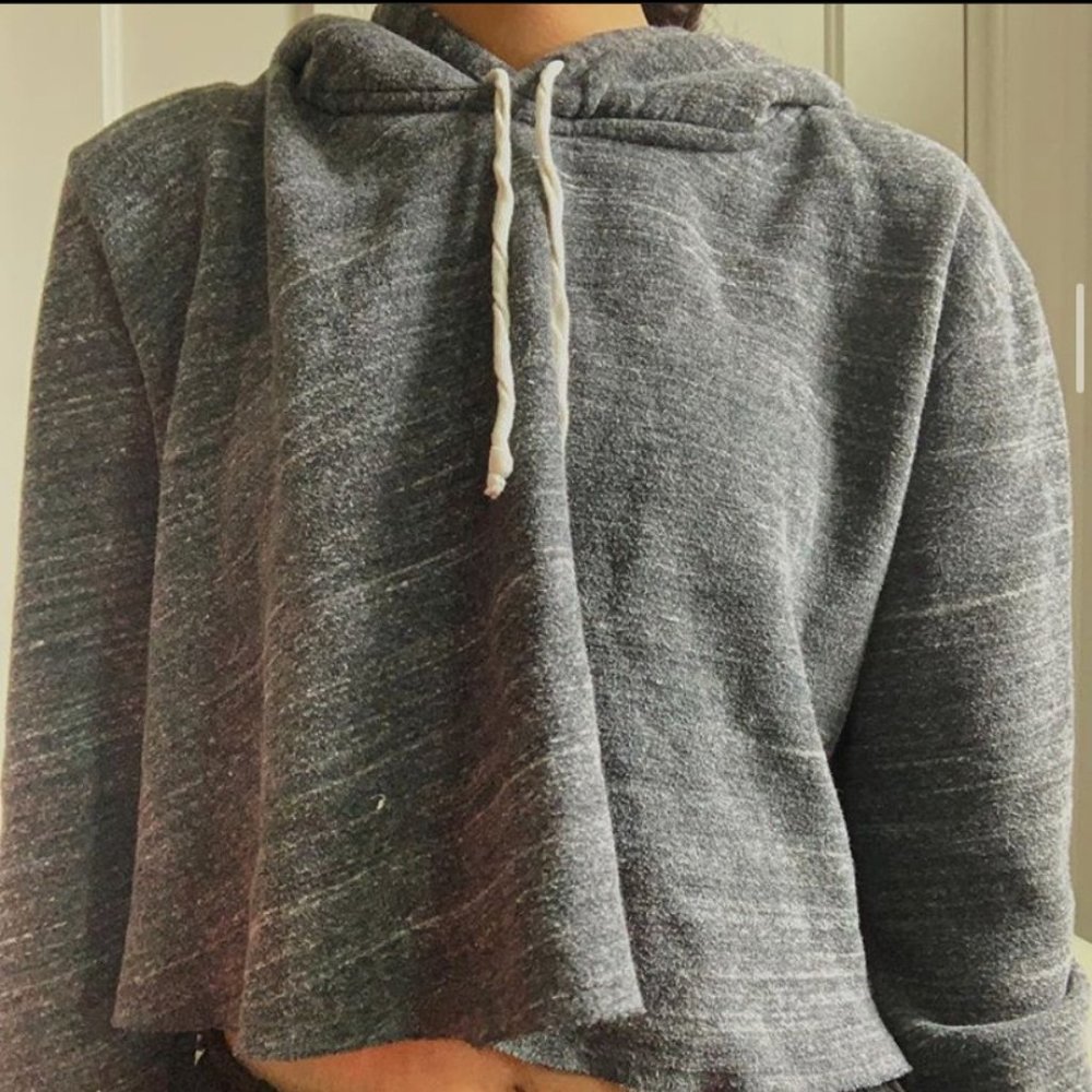 Grey Crop Top Hoodie